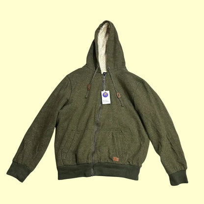 🫶 Buffalo David Bitton Olive Sherpa-Lined Hoodie