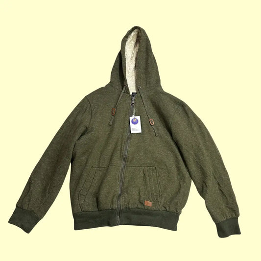 🫶 Buffalo David Bitton Olive Sherpa-Lined Hoodie