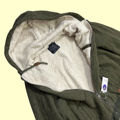 🫶 Buffalo David Bitton Olive Sherpa-Lined Hoodie