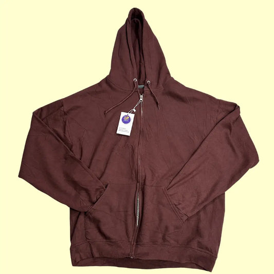 🧥 Fruit of the Loom Maroon Zip-Up Hoodie – Large