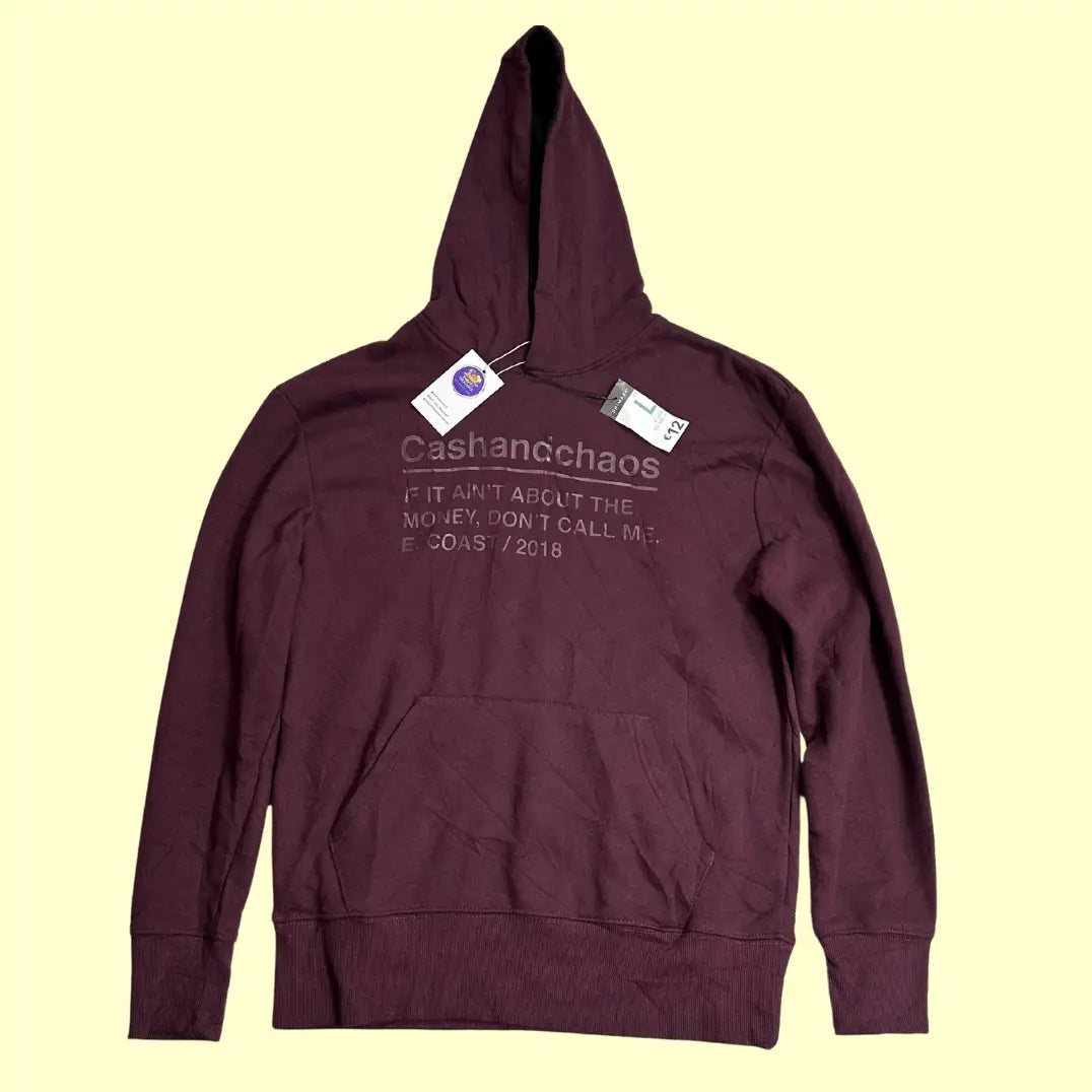 🟣 Primark “Cash and Chaos” Maroon Hoodie – Large