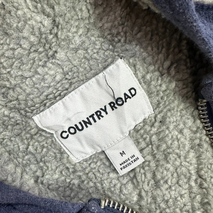 🔵 Country Road Fleece-Lined Zip-Up Hoodie – Medium
