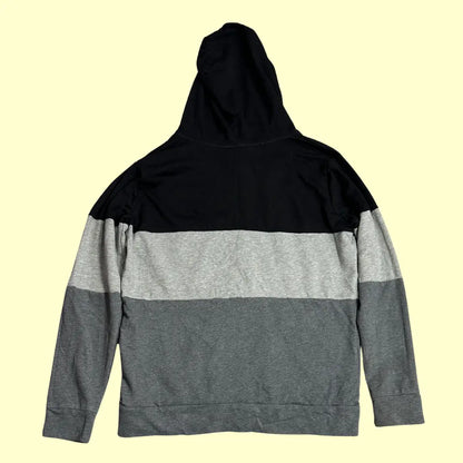 ⚫ Tri-Tone Grey Zip-Up Hoodie – Large