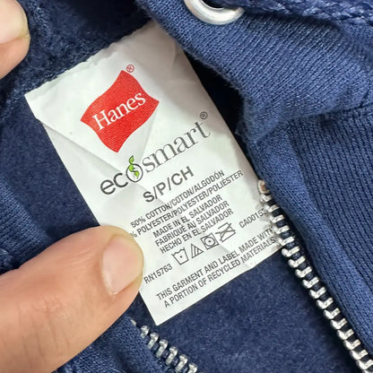 🔵 Hanes EcoSmart Full-Zip Hoodie – Navy Blue