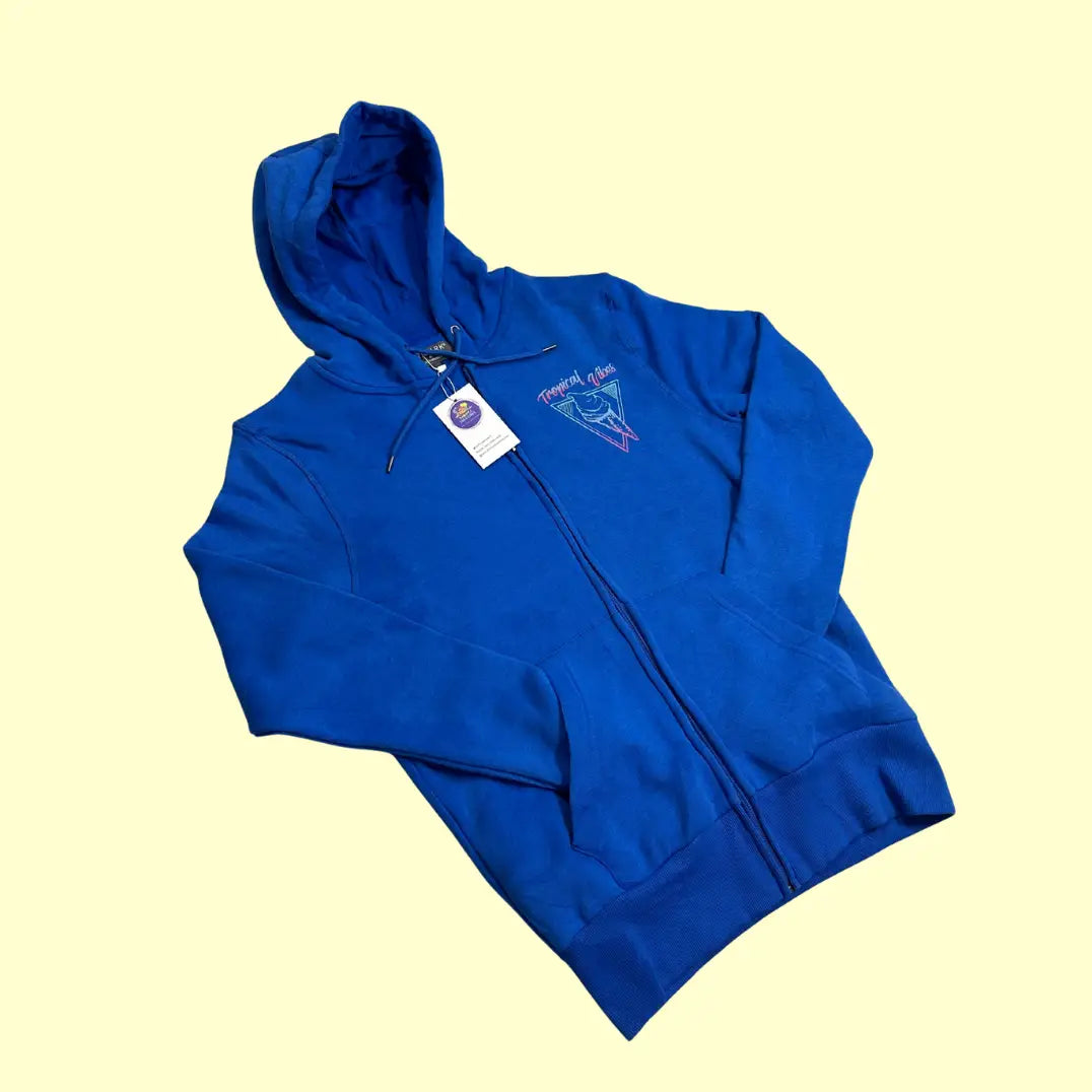 💙 Primark “Tropical Vibes” Blue Zip-Up Hoodie