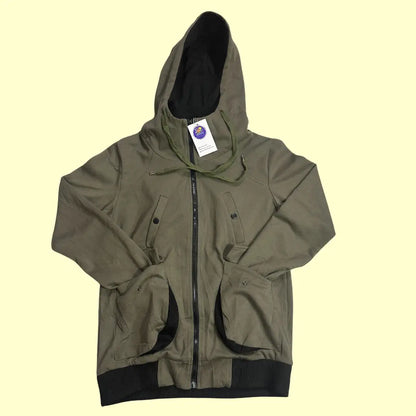 🧥 TheLEEs Olive Utility Zip-Up Hoodie