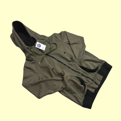 🧥 TheLEEs Olive Utility Zip-Up Hoodie