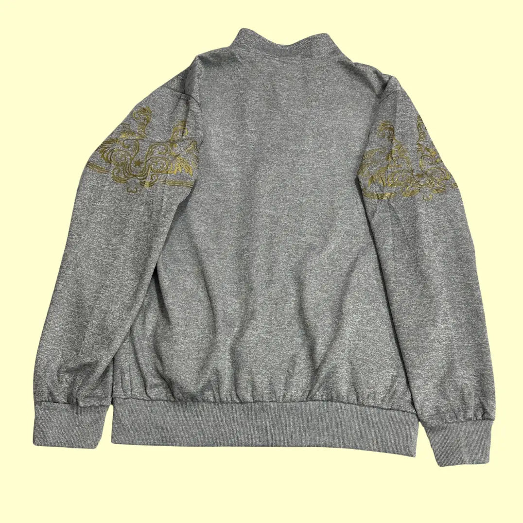 Men’s Grey Track Jacket with Gold Embroidered Design