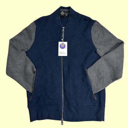 Banana Republic Premium Cotton Zip-Up Jacket – Navy/Grey (Size S)