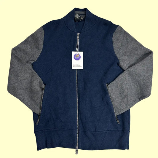 Banana Republic Premium Cotton Zip-Up Jacket – Navy/Grey (Size S)