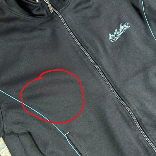 Quiksilver Navy Retro Zip-Up Jacket – Striped Ribbed Hem