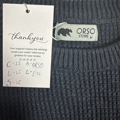 ORSO Store Dark Navy Textured Knit Sweater