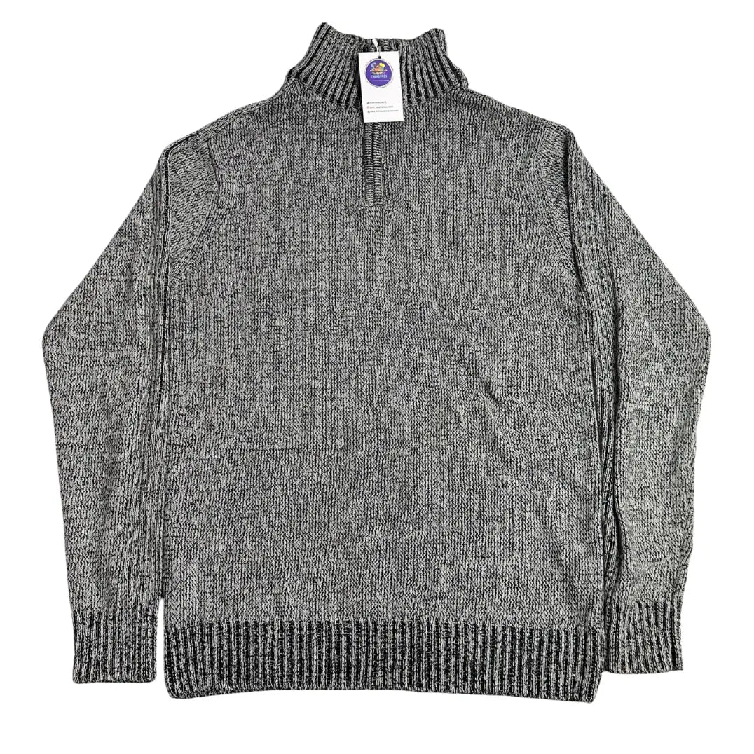 Gray high-neck knitted sweater