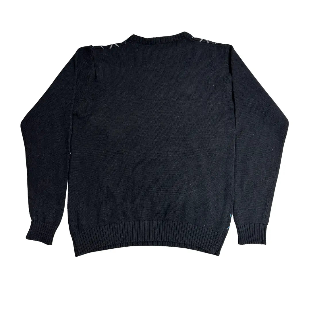 Y.O.U Black Argyle Knit Sweater