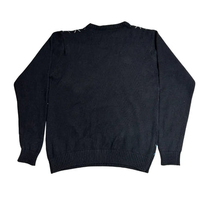 Y.O.U Black Argyle Knit Sweater