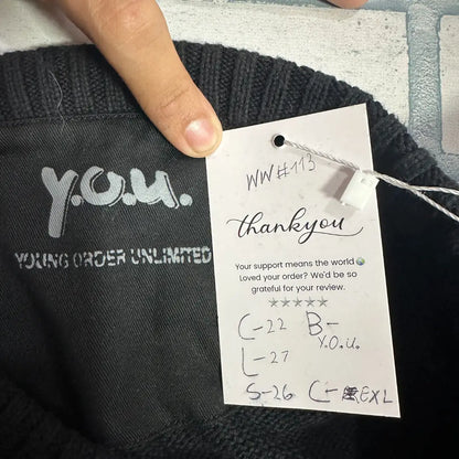 Y.O.U Black Argyle Knit Sweater