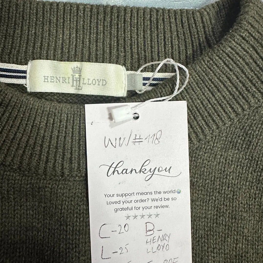Henri Lloyd Olive Green Knit Sweater