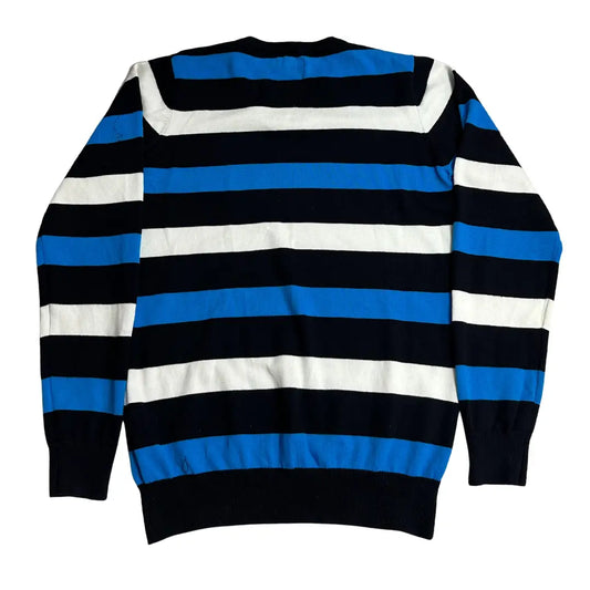 Jack & Jones Premium Blue, Black & White Striped Knit Sweate