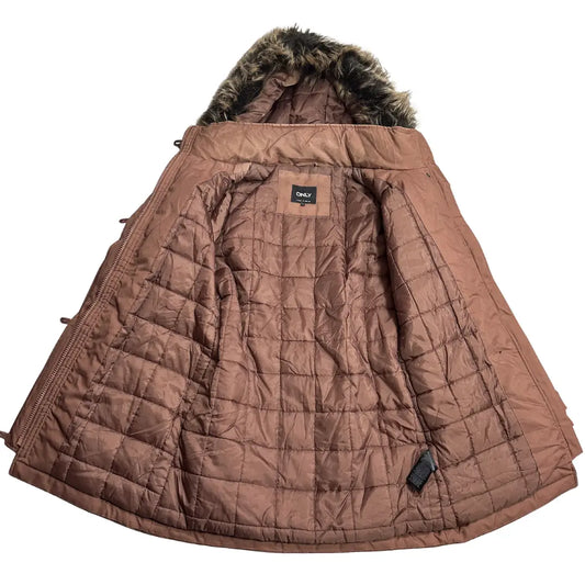 ONLY Brown Hooded Winter Parka Jacket