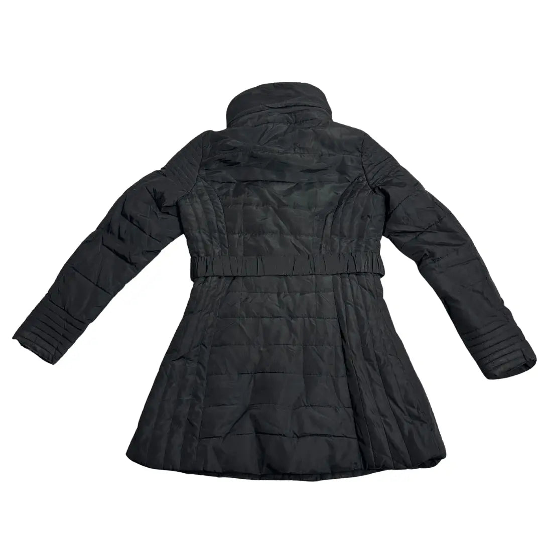 Papaya Black Belted Winter Puffer Coat