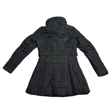 Papaya Black Belted Winter Puffer Coat