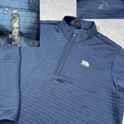 ADIDAS® Blue Quarter Zip Performance Pullover(2XL)