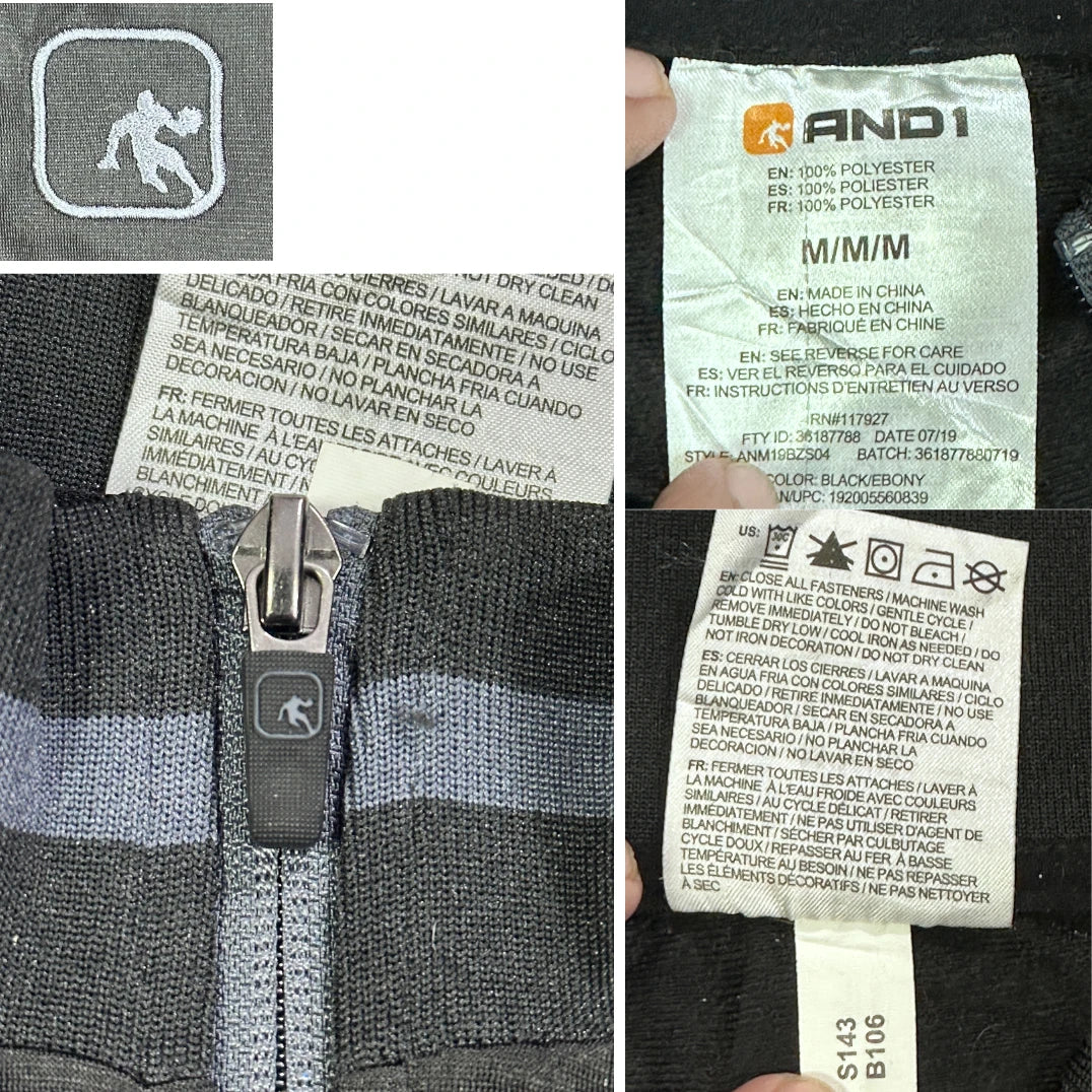 AND1® Black Track Jacket Full Zip-M