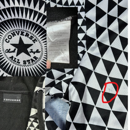 Converse® Black White Zip Hoodie Geometric-M