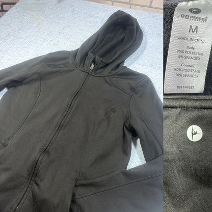 90 DEGREE® Black Zip Hoodie Jacket-M