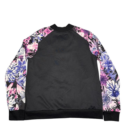 Voir Jeans Black Floral-Sleeve Bomber Jacket (M)