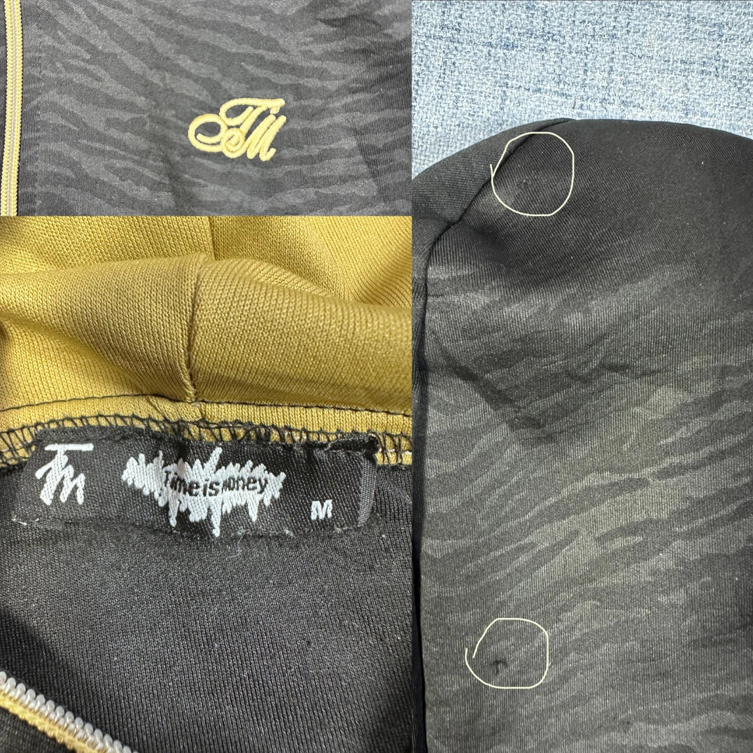 TM Time Is Money Black Tiger-Stripe Zip Hoodie (M)