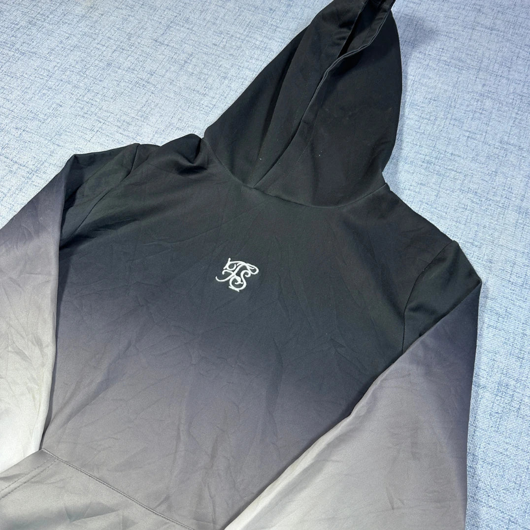 Silver "FS" Black-to-Grey Ombre Pullover Hoodie -S