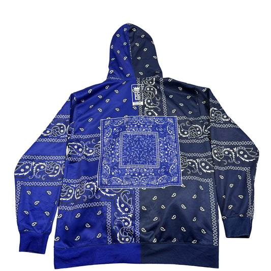 Ace Apparel Navy & Royal Blue Bandana Print Zip Hoodie-L