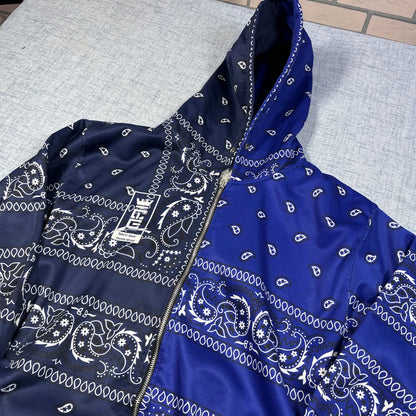 Ace Apparel Navy & Royal Blue Bandana Print Zip Hoodie-L