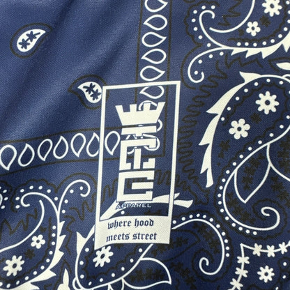 Ace Apparel Navy & Royal Blue Bandana Print Zip Hoodie-L