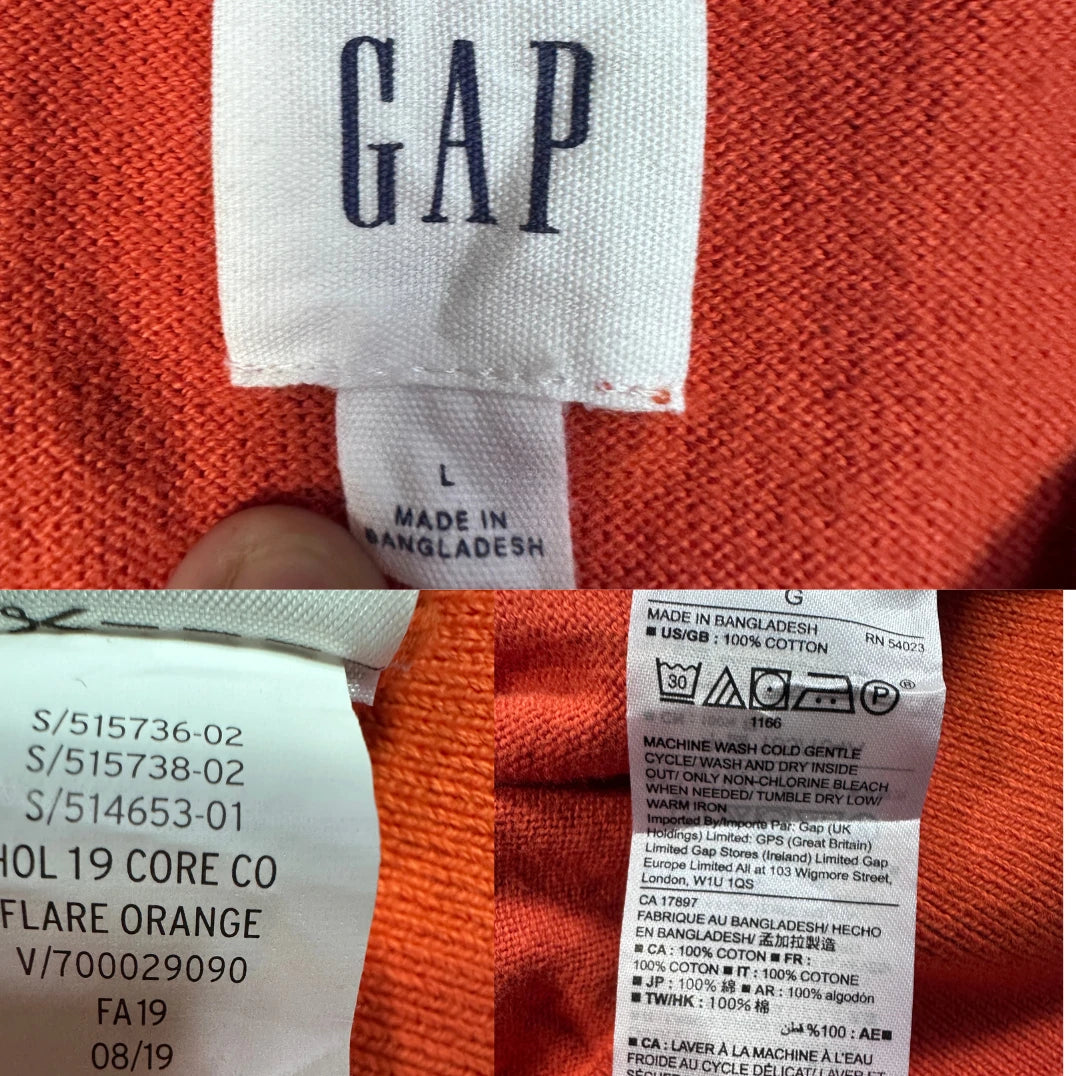 Gap Orange Crew Neck Cotton Sweater-L