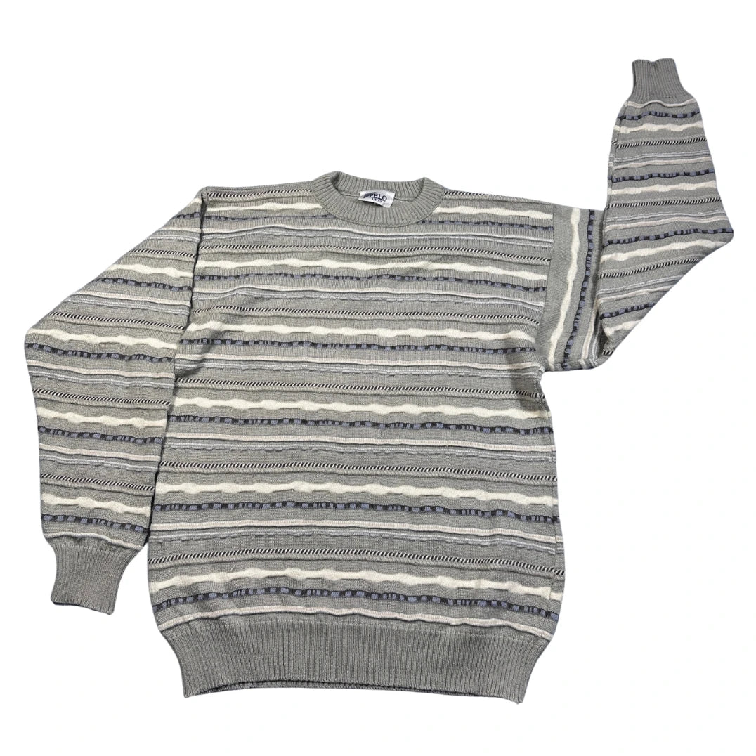 Pelo Grey Striped Wool Knit Sweater-M