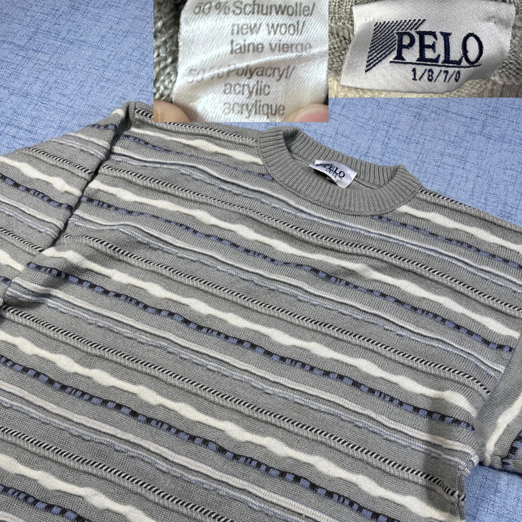 Pelo Grey Striped Wool Knit Sweater-M