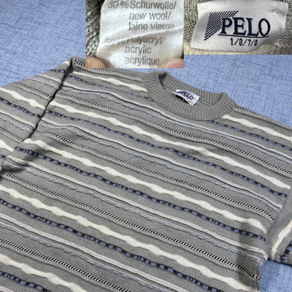 Pelo Grey Striped Wool Knit Sweater-M