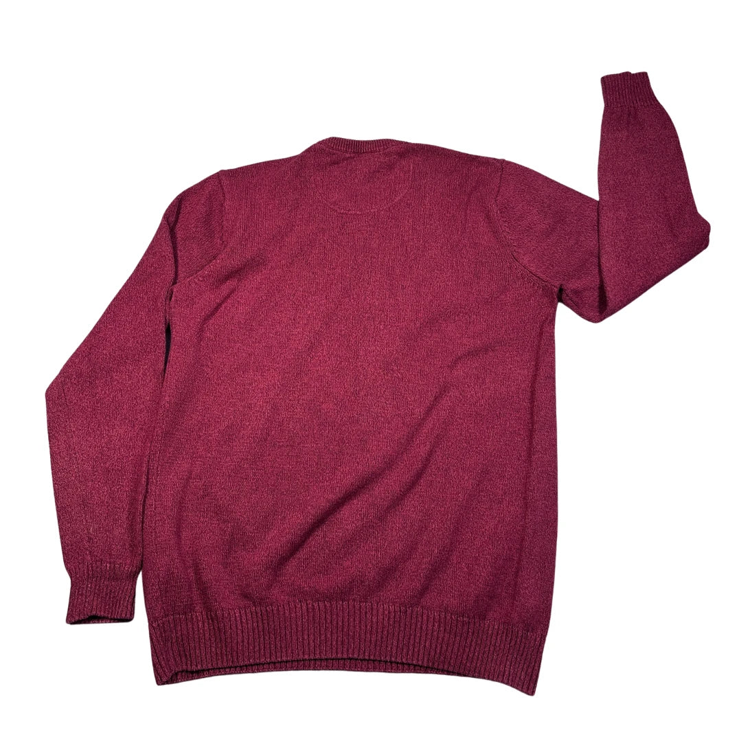 Maine New England Burgundy V-Neck Sweater-M
