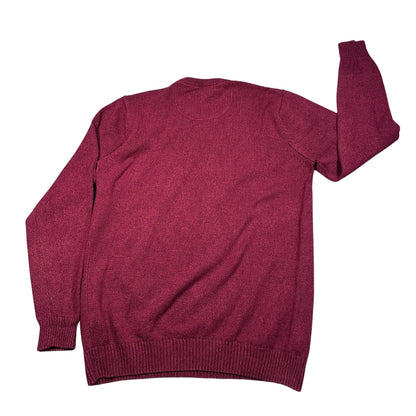 Maine New England Burgundy V-Neck Sweater-M