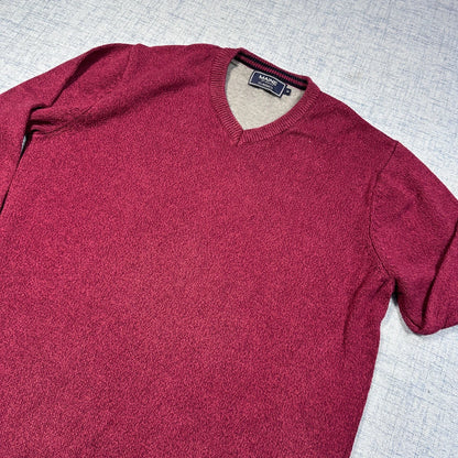 Maine New England Burgundy V-Neck Sweater-M