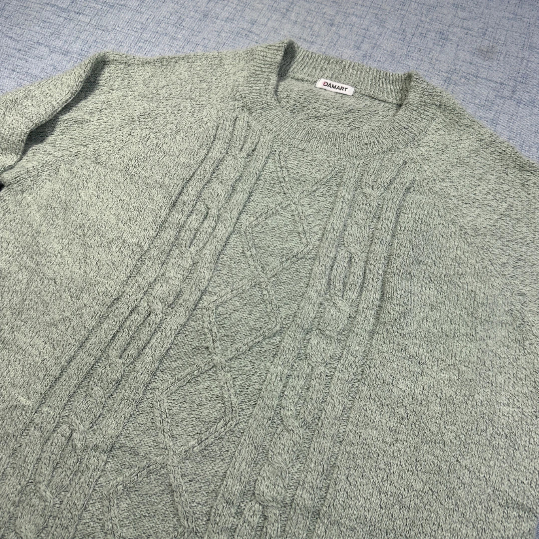 Damart Grey Cable Knit Sweater-L