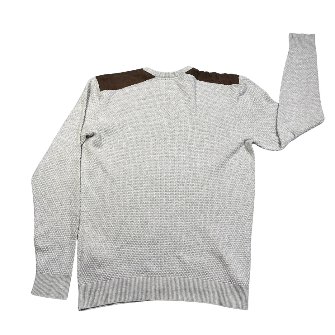 AT Company Grey Suede-Patch Knit Sweater-L