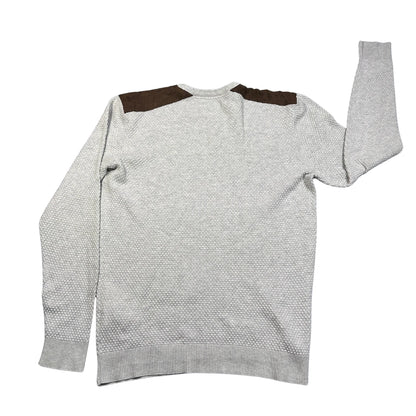 AT Company Grey Suede-Patch Knit Sweater-L