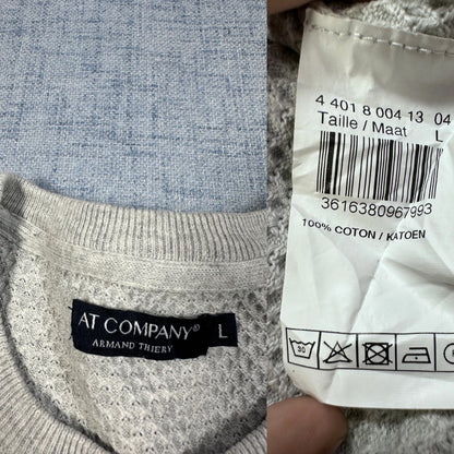 AT Company Grey Suede-Patch Knit Sweater-L