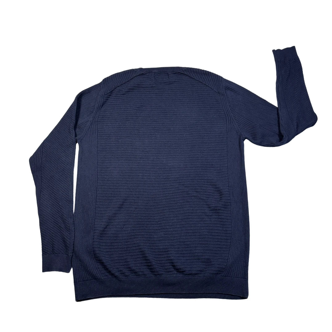 Topman Navy Ribbed Knit Sweater-M