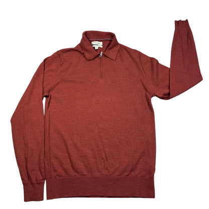 Autograph Copper Tan Merino Wool Quarter-Zip Sweater-M
