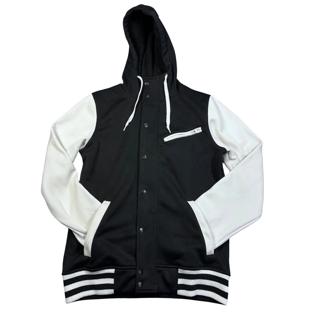 Empyre Surplus Co Black White Varsity Hooded Jacket-Small