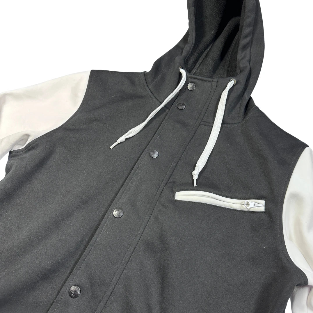 Empyre Surplus Co Black White Varsity Hooded Jacket-Small